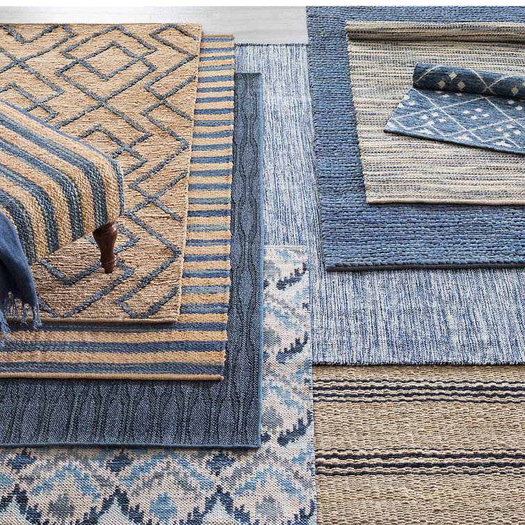 Jute Ticking Handmade Jute/Sisal Indigo/Beige Rug & Reviews Birch Lane